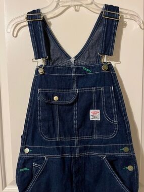 Pointer Brand Dark Blue Denim Overalls with White Stitching